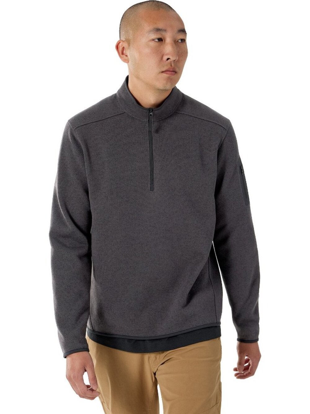 Arc'teryx Covert Half Zip Knit Fleece Pullover Men's Sz S Black Heather Hiking